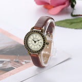 Rome Vintage Small Dial Women Quartz Watch Leather Strap Ladies Slim Wristwatch