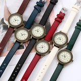 Rome Vintage Small Dial Women Quartz Watch Leather Strap Ladies Slim Wristwatch